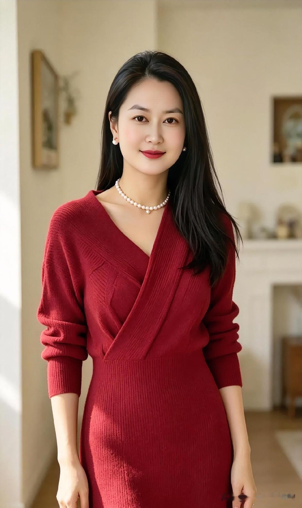 【现代散文诗】绛衣似火暖融融，素珠轻绕颈间风。笑意温婉眸如水，静立时光画