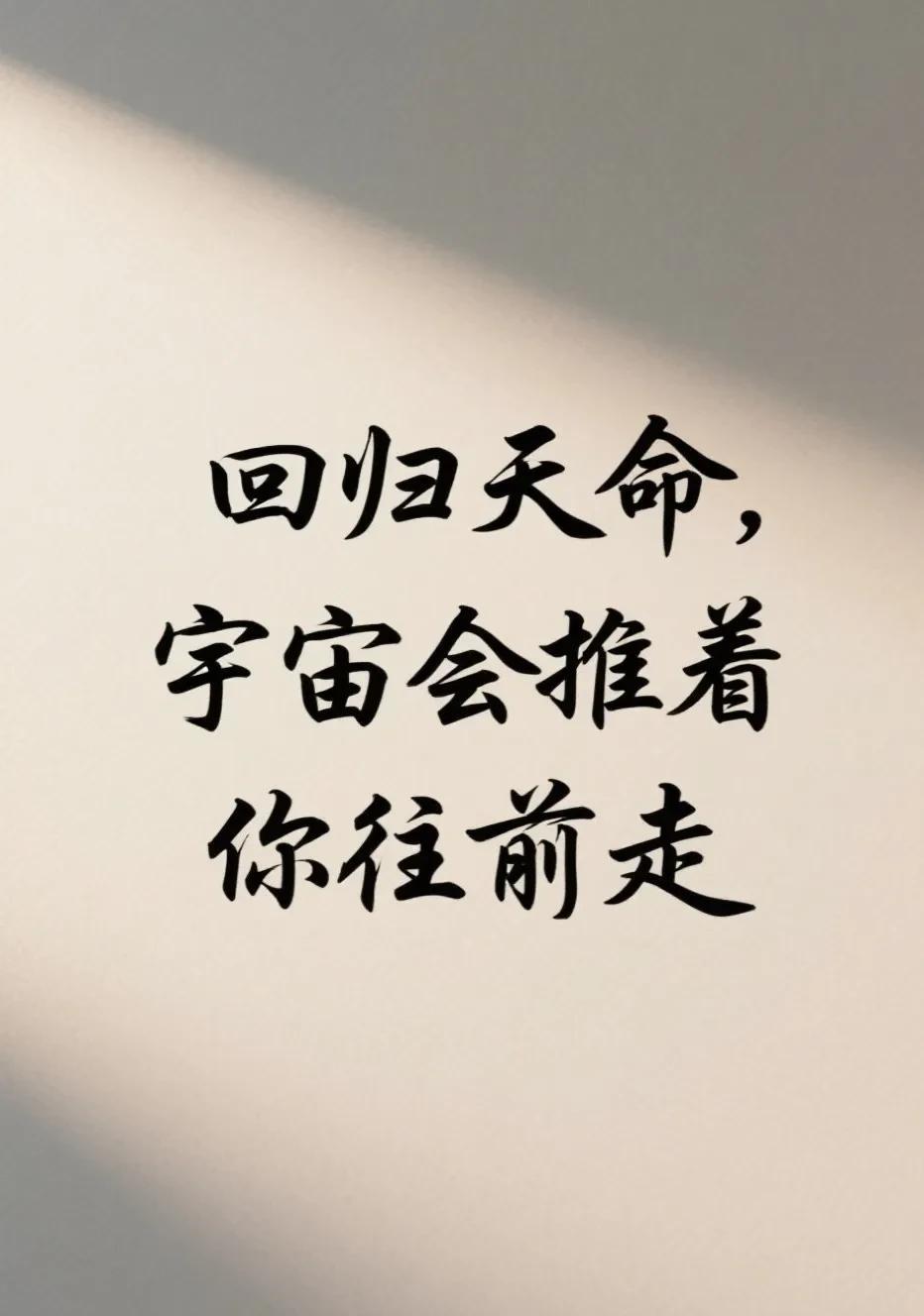 当你回归天命，宇宙会推着你走老子说：“人法地，地法天，天法道，道法自然。”生命