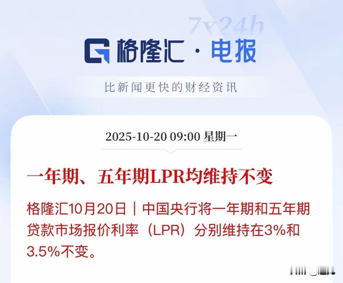 不出意外，10月LPR降息落空，有点遗憾！这或许是要等美联储再次降息，让子弹再