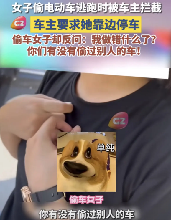 广东一女子未经车主同意就将车开走，结果还没开出去多久就被车主拦了下来，还没等车主