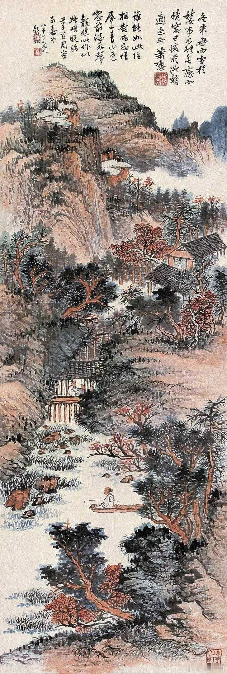 萧谦中山水画。萧谦中（1883-1944年）原名萧逊，字谦中，号大龙山樵。安