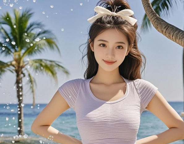 浪花轻吻脚踝时刻你的美让大海失色
