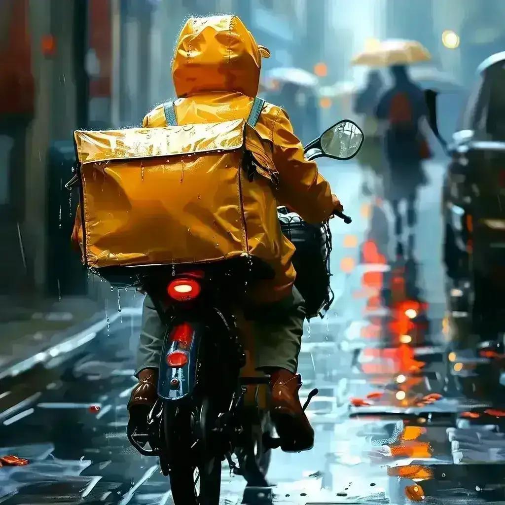 夜晚的街头，一个女子背着孩子送外卖，男子看到后就问她为什么这么晚还出来送外卖，你