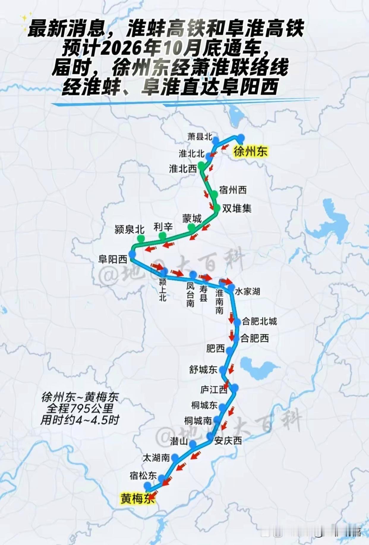淮蚌、阜淮高铁今年10月底通车！徐州东经萧县北、淮北、蒙城直达阜阳西，不用绕行合