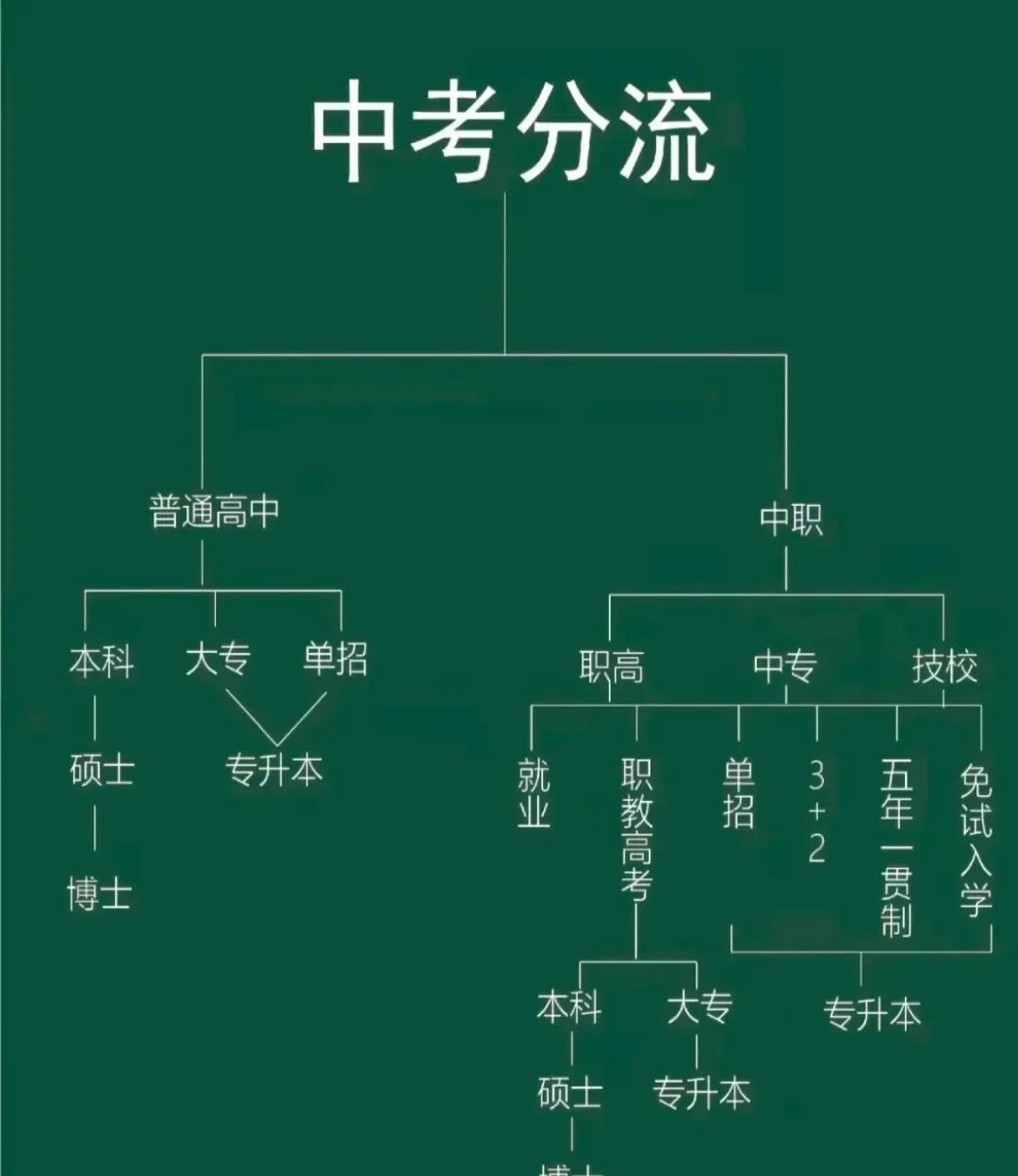 一张图看懂中考分流普高、职高、中专，怎么选？首先，我想提醒你的是，不管你是否