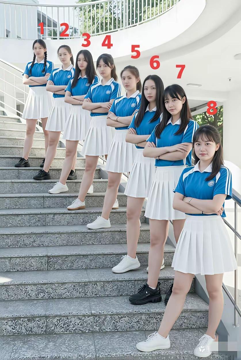 8位女生，有一位是校花，以你的审美，几号是？