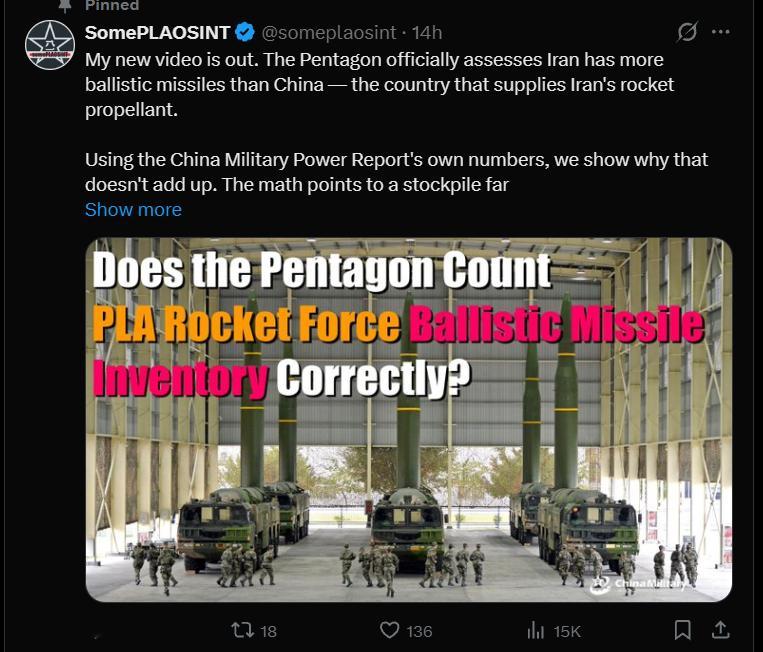 推特上的鳖友SomePLAOSINT做了一个视频，大概意思是把“火箭军导弹数