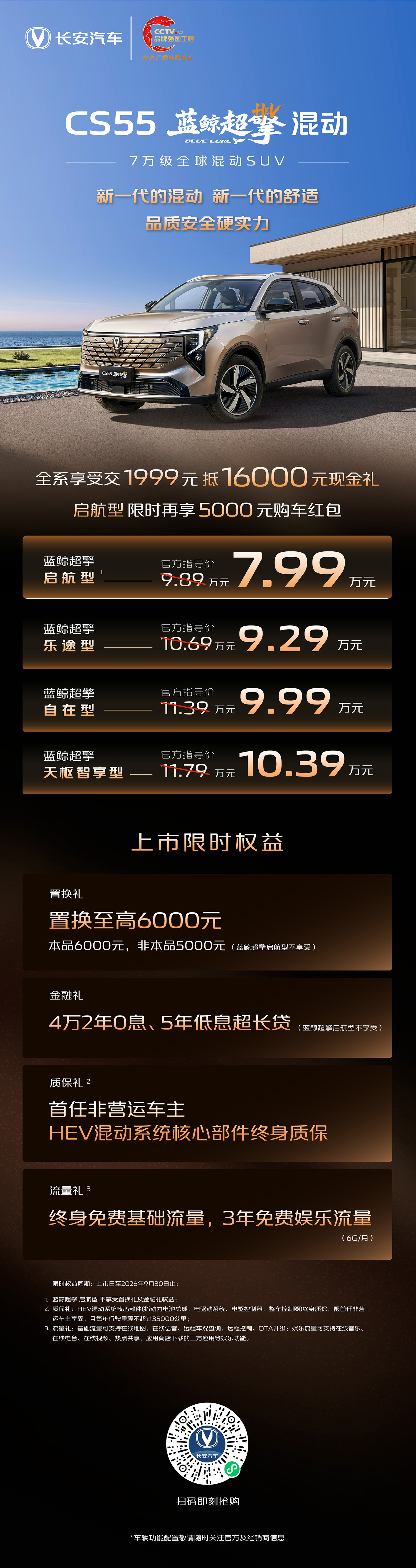 长安CS55蓝鲸超擎混动官宣上市了，给大伙简单汇总一下～轴距2656mm，475