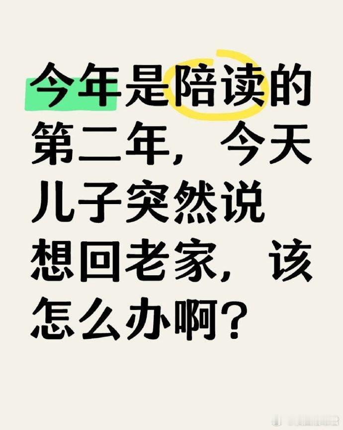 今年是陪读的第二年，今天儿子突然说想回老家，该怎么办啊?​​​
