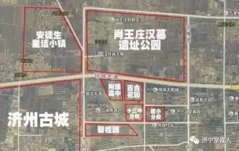 济州古城全貌航拍图: 济宁人家门口的古城