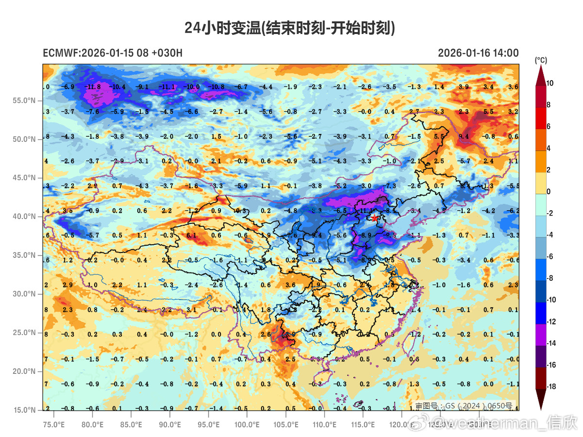 【三九暖四九寒气温走势很疯癫】近期冷空气在西伯利亚积蓄，导致黄河以南气温一路