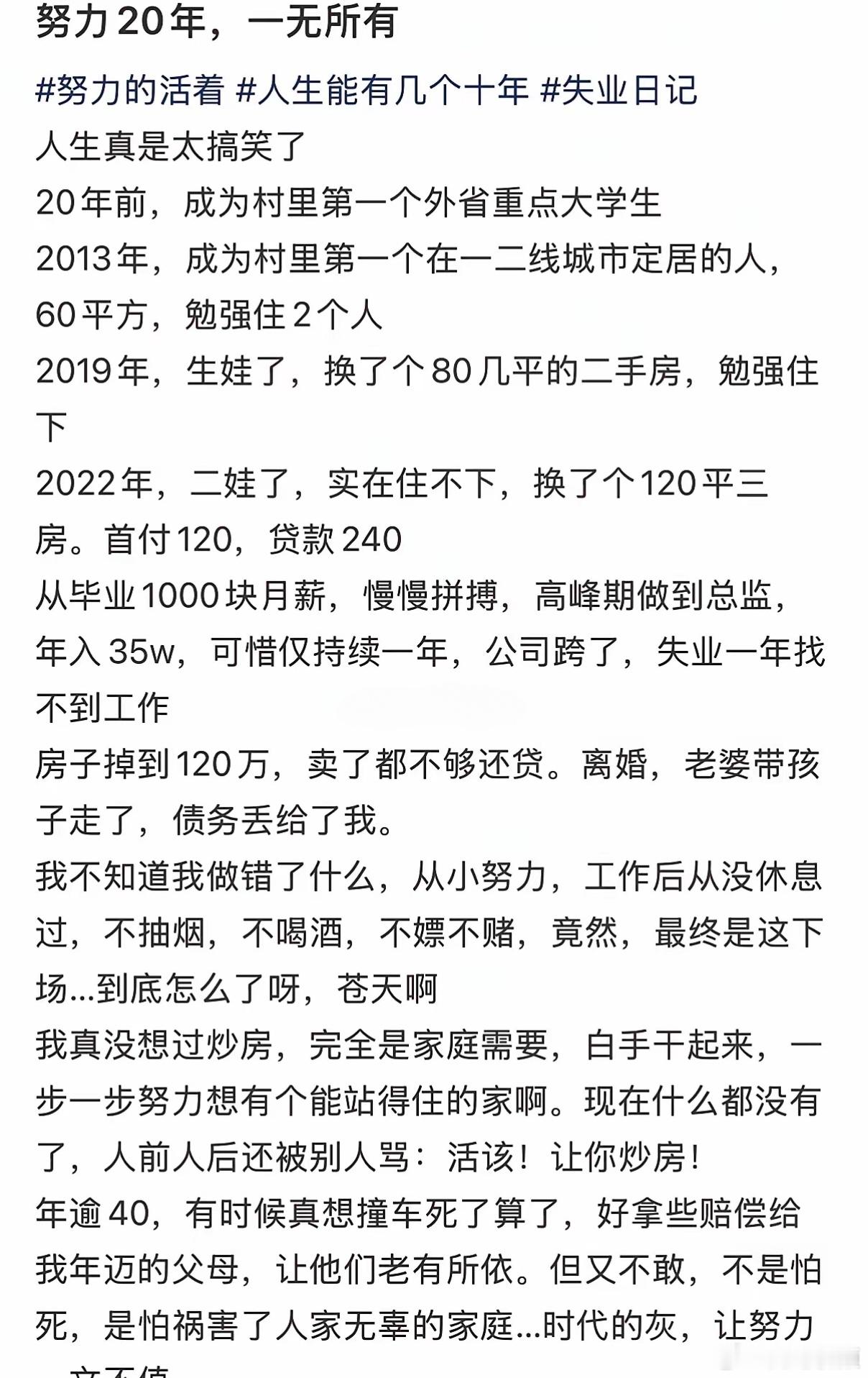 努力20年一无所有