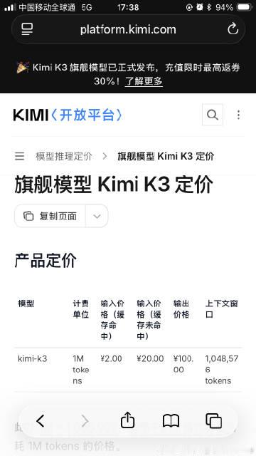 kimi k3的定价似乎真的有点贵啊！<br />不过能媲美Claud...