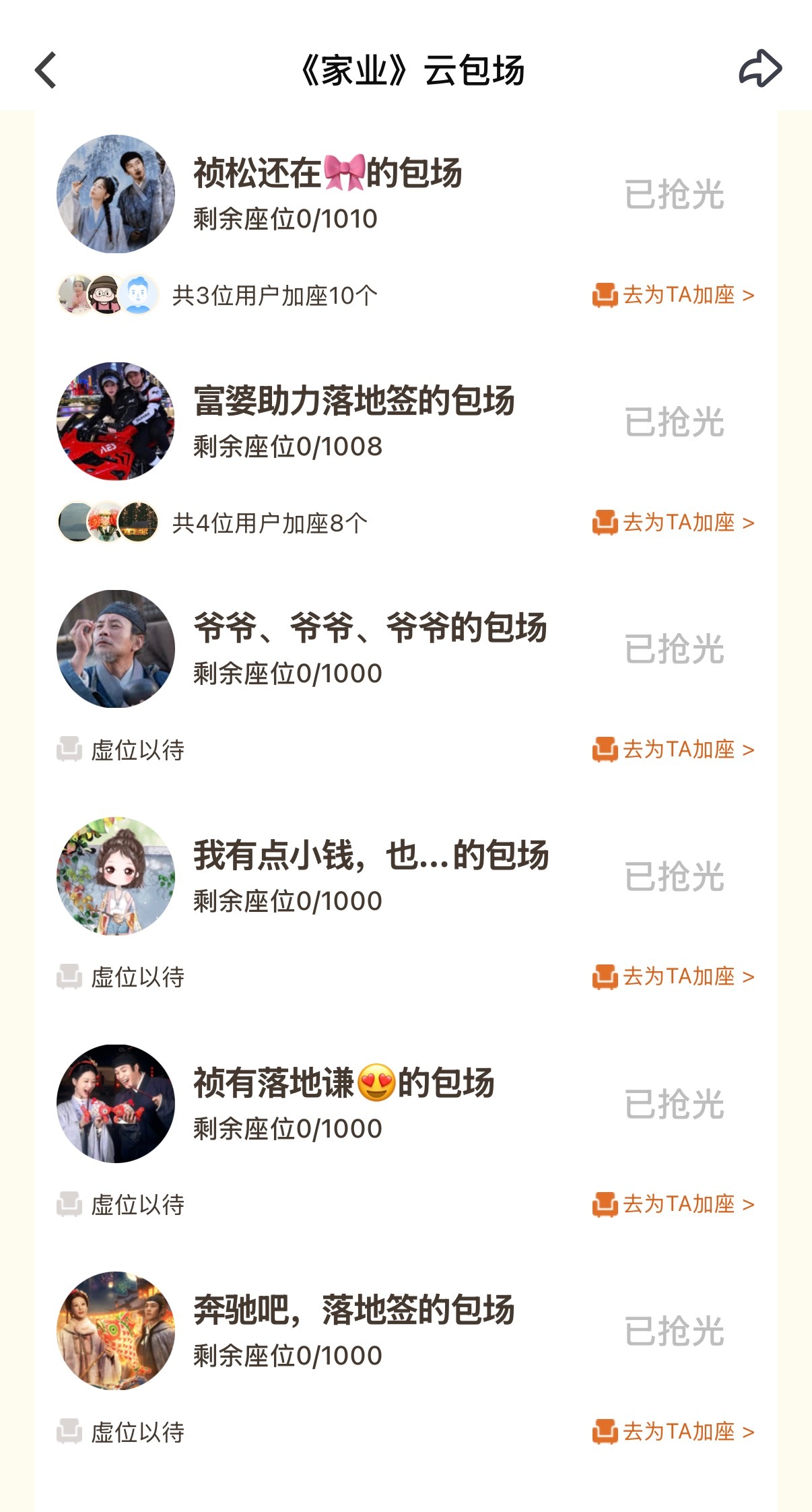 家业云包场乱成一锅粥了家业杨紫家业这个云包场粉丝取的名字啊真有梗有些她们
