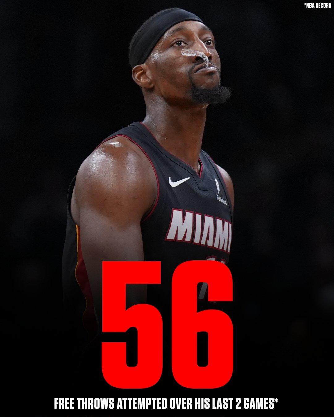 连续两场总罚球数排名：1、阿德巴约——56罚2、小乔丹——54罚3、张伯伦