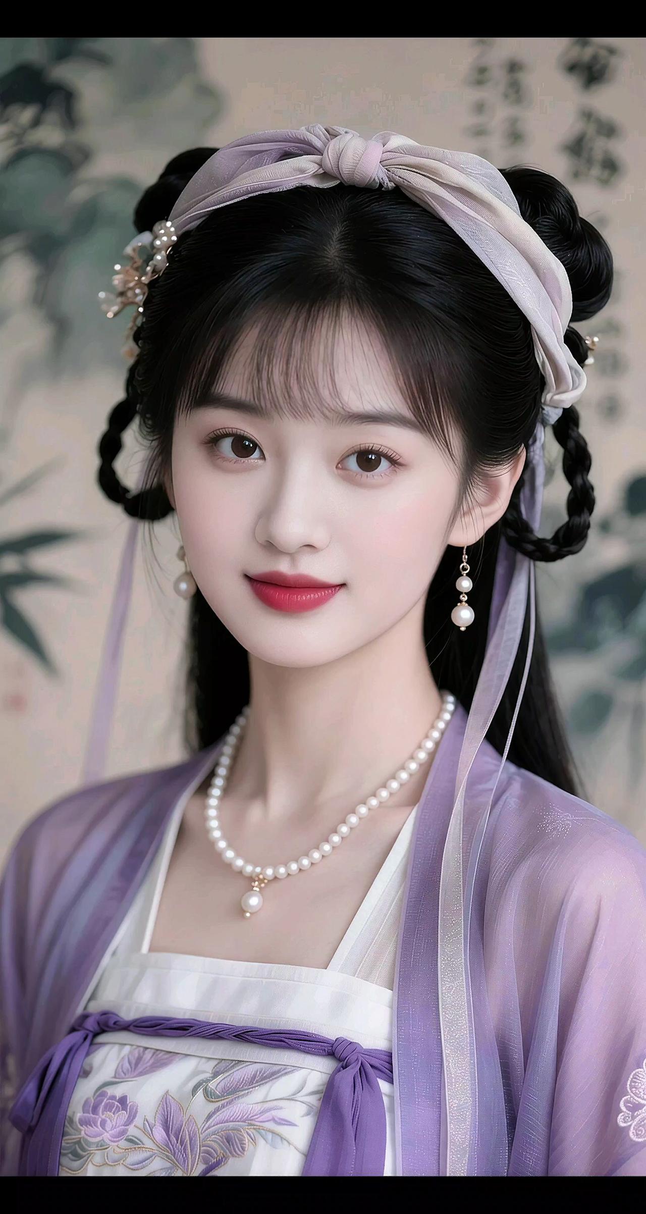 古韵今风皆入画。我的AI写真AI淡紫汉服照