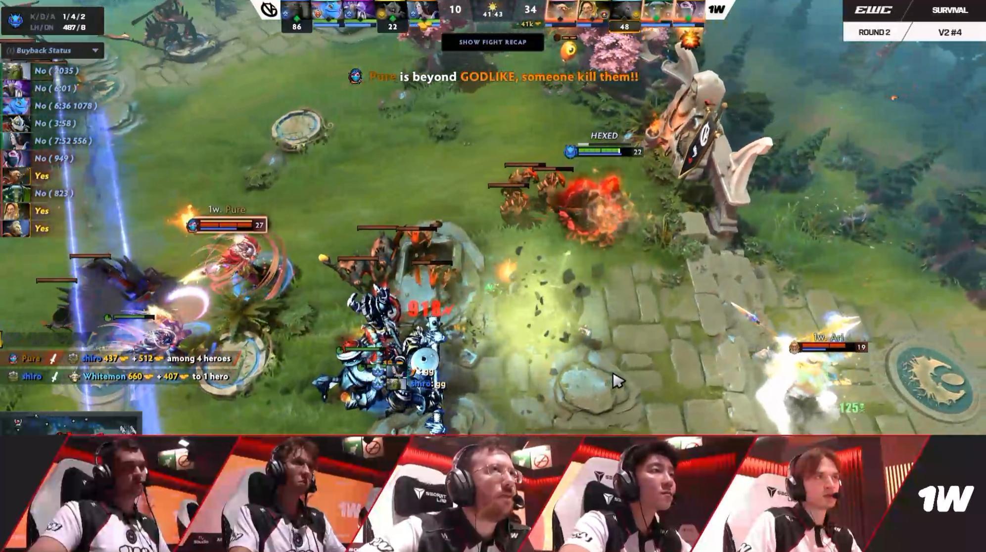 DOTA22026年EWC（石油杯）突围赛第二轮1W对阵VG战队BO3第一局，