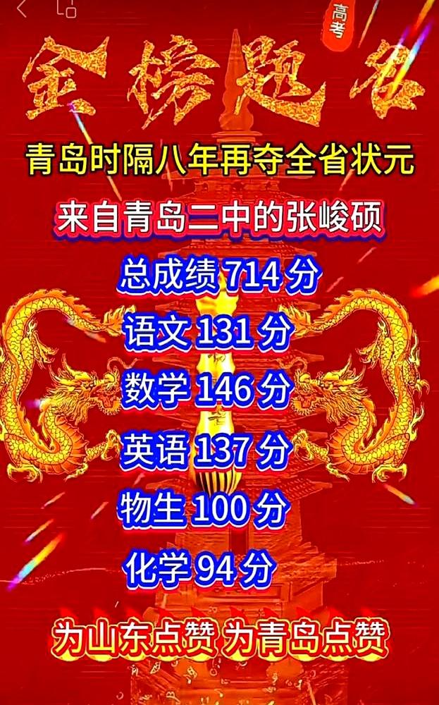 6月25日下午，2026年山东高考成绩一出，青岛的榜单有点猛：裸分闯入全省前50