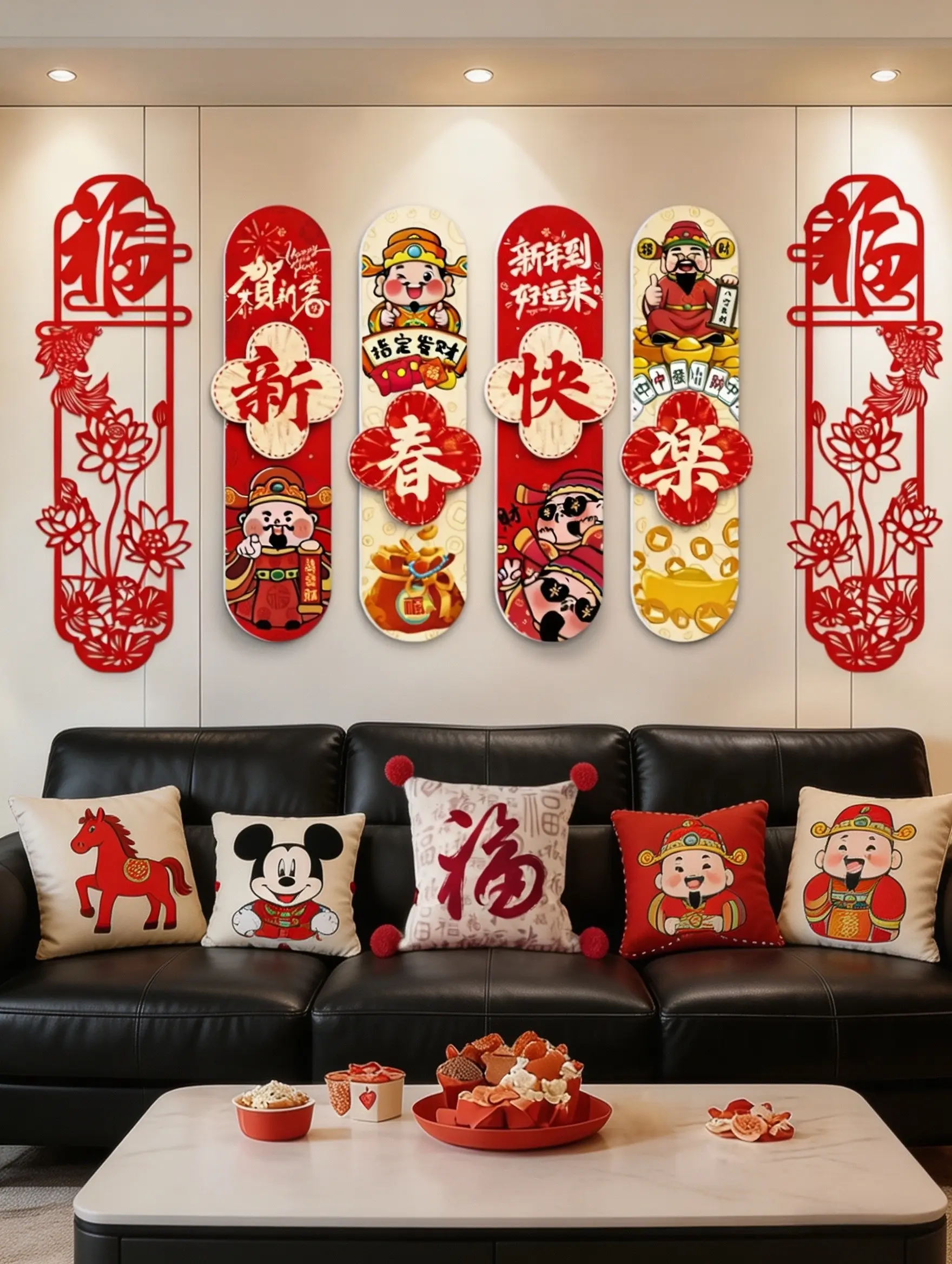 2026马年新年装饰｜客厅年味直接“焊”在墙上  适配各类电视背景墙...