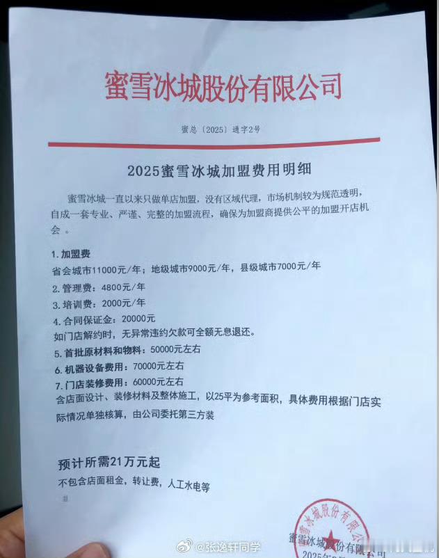 蜜雪冰城加盟费21万加盟个奶茶店真不算贵，现在大把几十上百万的网红韭菜项目，其实