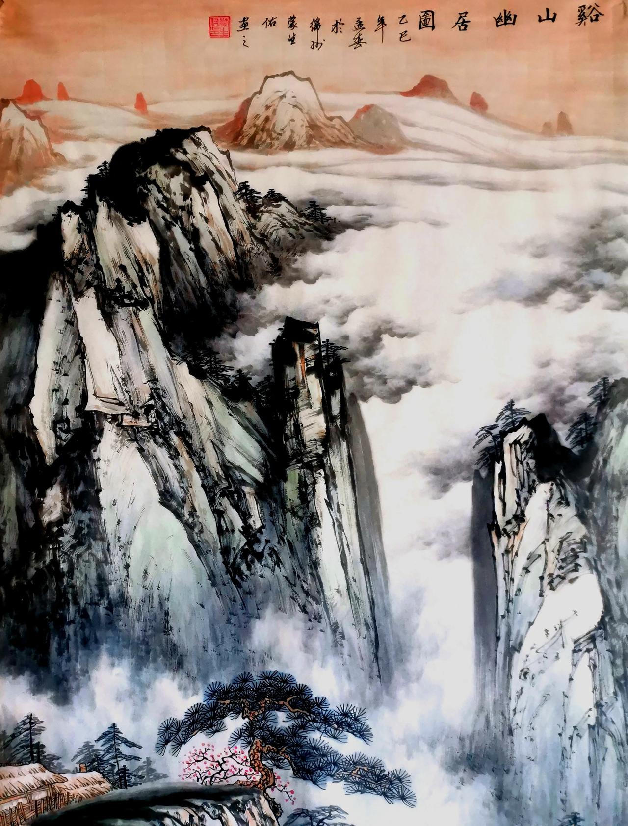 中国山水画作品欣赏（原创）：尺寸：四尺68x138作品名《溪山幽居图》山水画