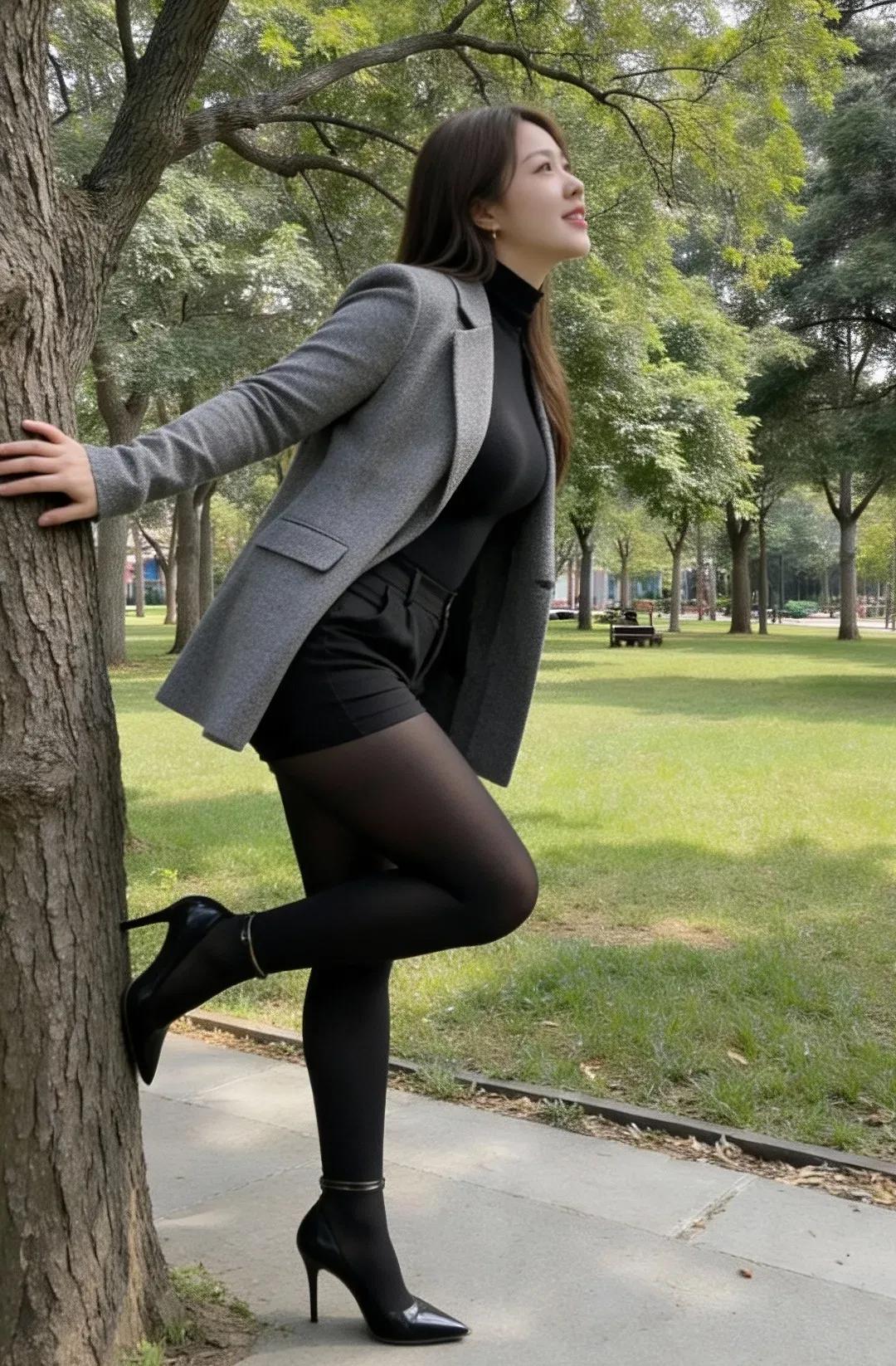 气质穿搭怎么穿才恰到好处?公园里玩的开心就好。