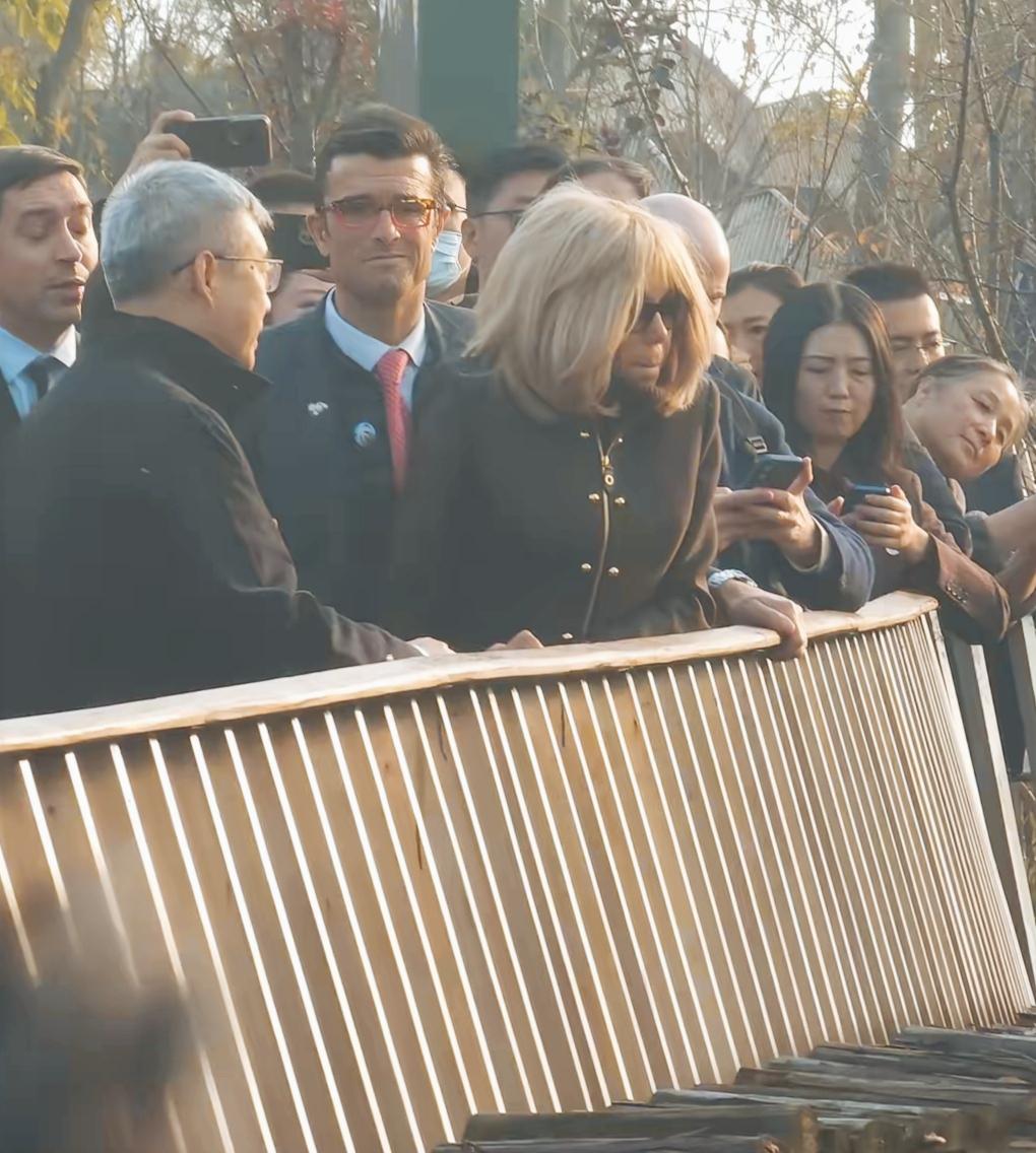 马克龙妻子布丽吉特这发型在人群中是不是很显眼啊？这独特的发型和墨镜是不是很搭啊