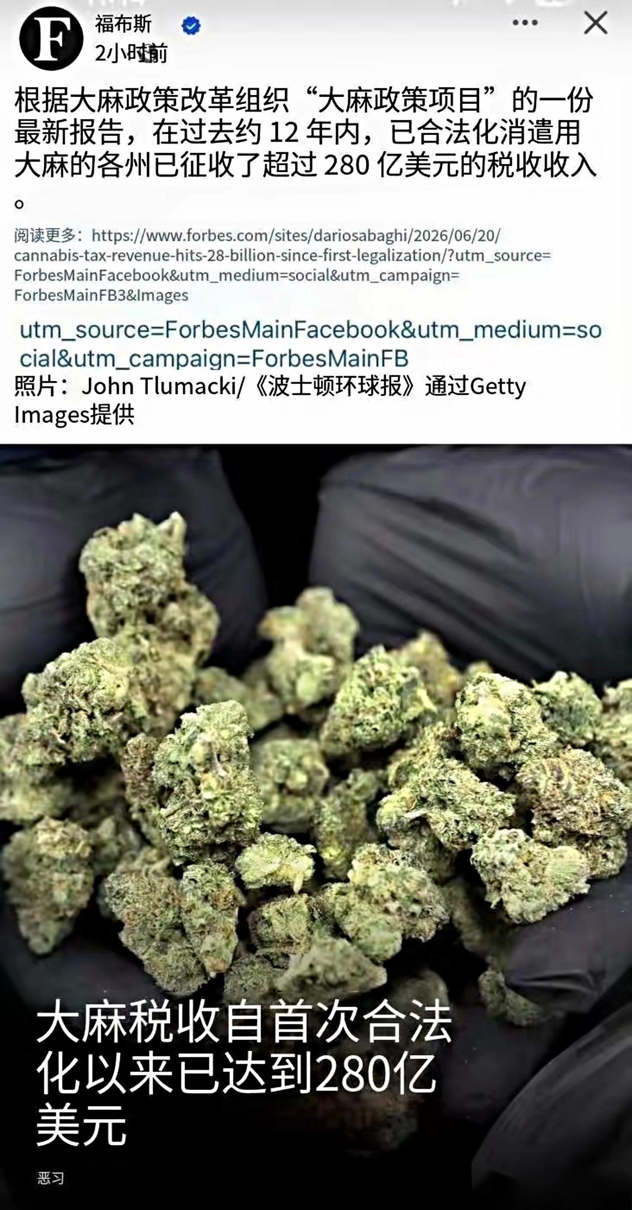 美国的叶子产业税收就有280亿美元，那GDP得有几千亿美元了吧？因为以前公知们