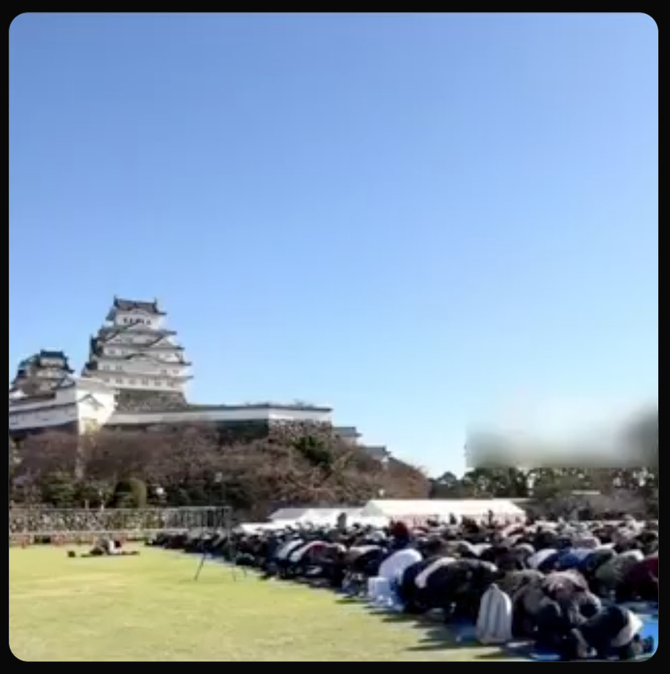 伦敦之后，日本也快了。。。这段视频拍摄于2025年3月，画面显示一群人在姬路城（