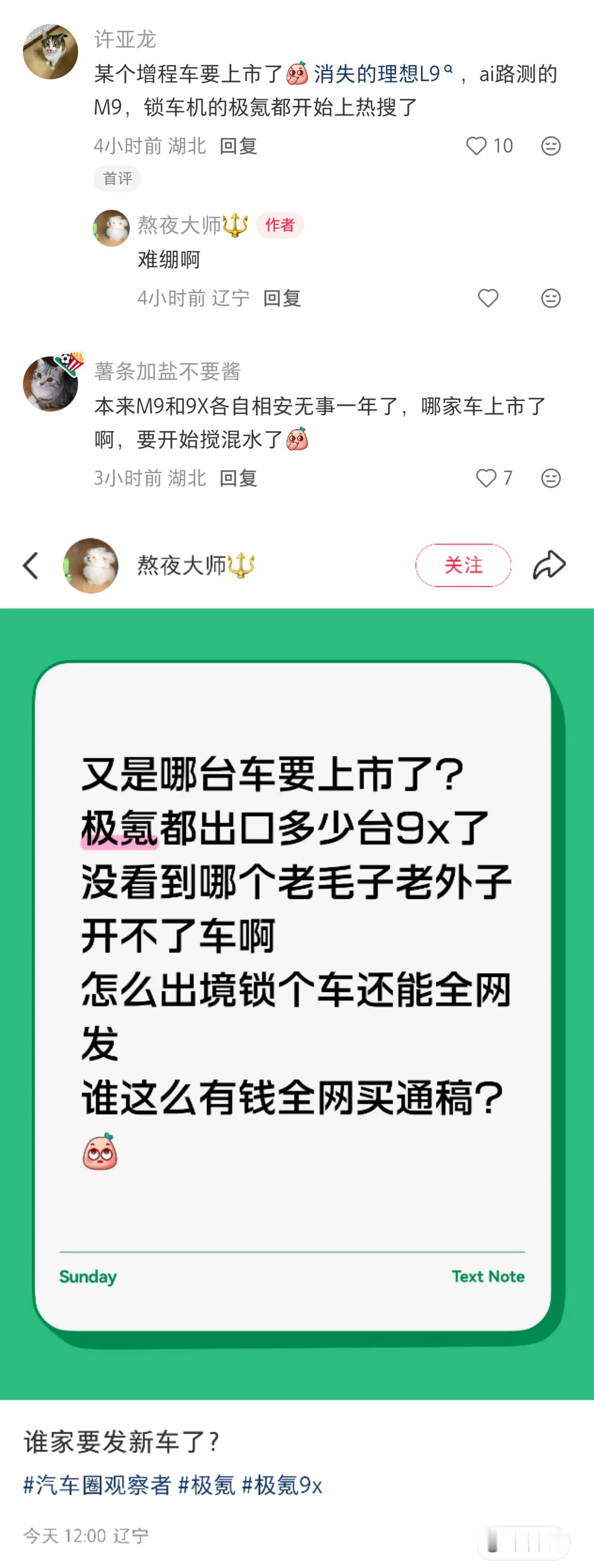 网友锐评：不知道怎么回事，突然之间理想L9消失了，极氪9X锁车机了，连已经上市两