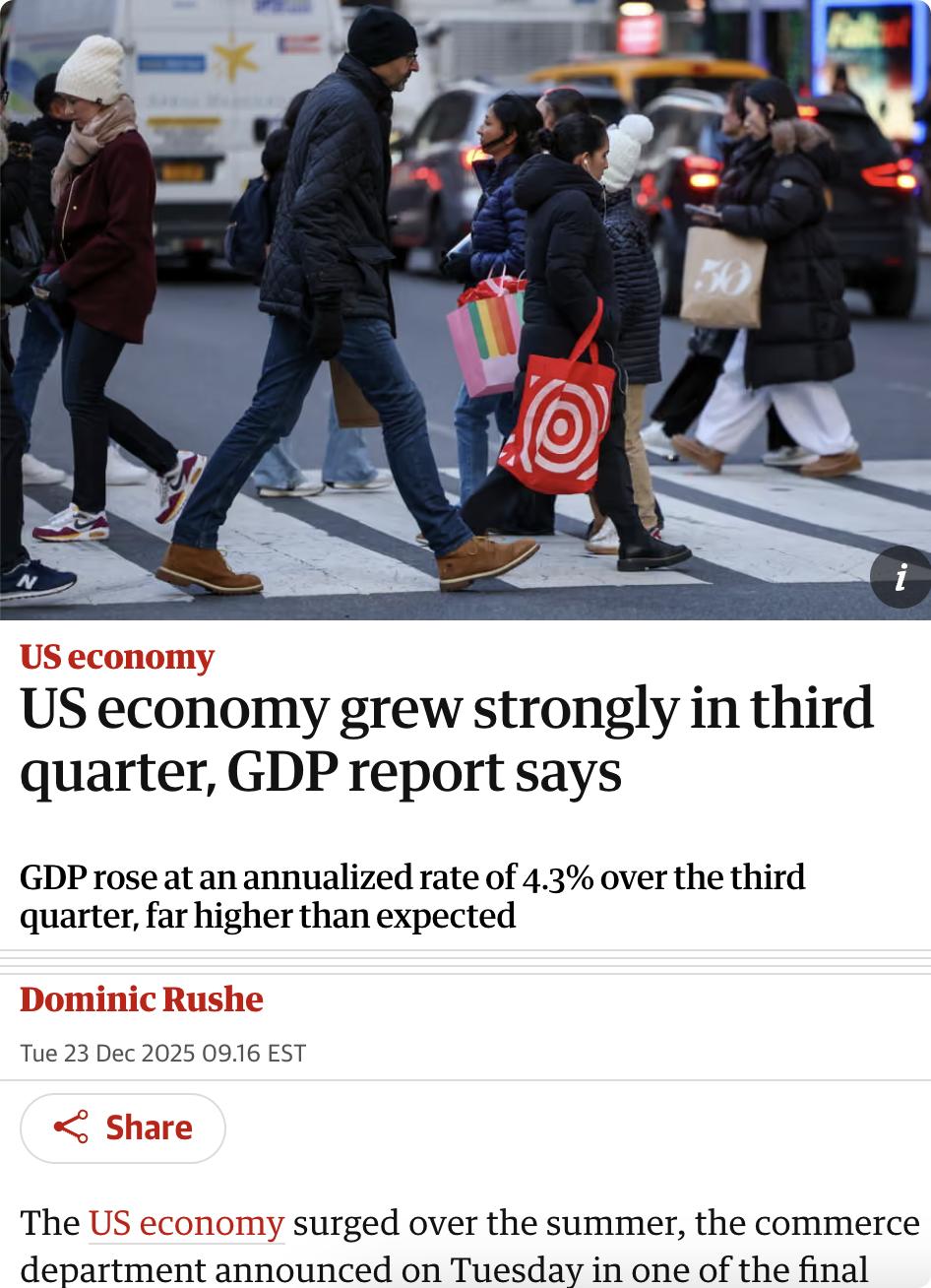 外媒：美国三季度经济强劲增长，GDP增速大超预期美国商务部公布的最新数据显示