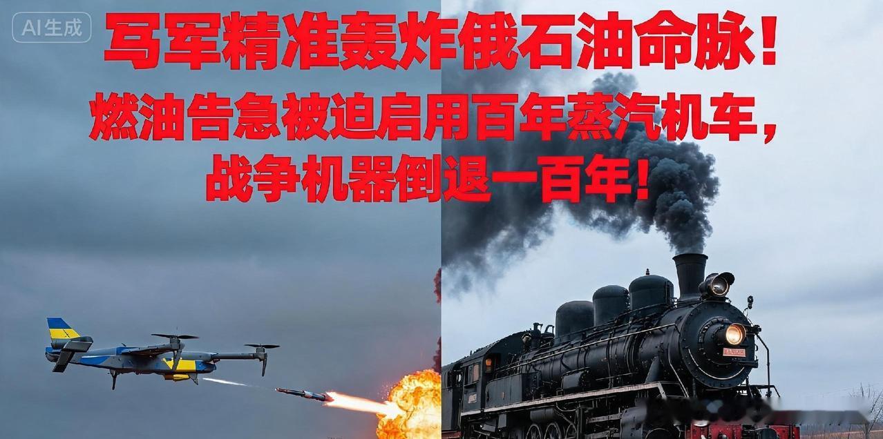 《乌军精准轰炸俄石油命脉！燃油告急被迫启用百年蒸汽机车，战争机器倒退一百年！》