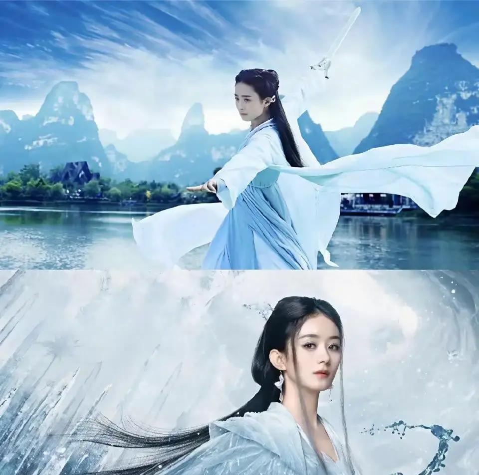 赵丽颖挥枪那一刻，我鸡皮疙瘩掉一地十年前花千骨只会哭，现在沈璃直接掀翻东海