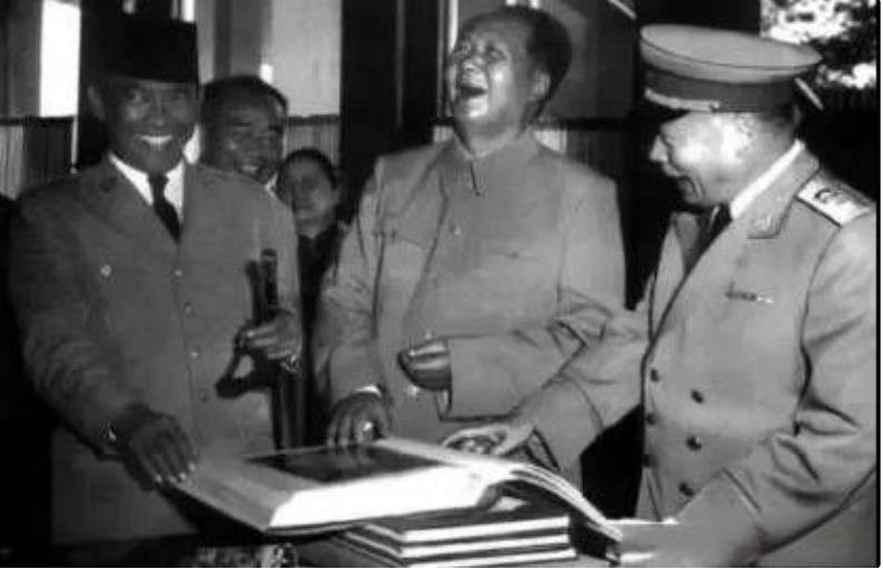 毛主席:为什么要按外国惯例呢？1956年，毛主席在中南海勤政殿接待印度尼西亚总