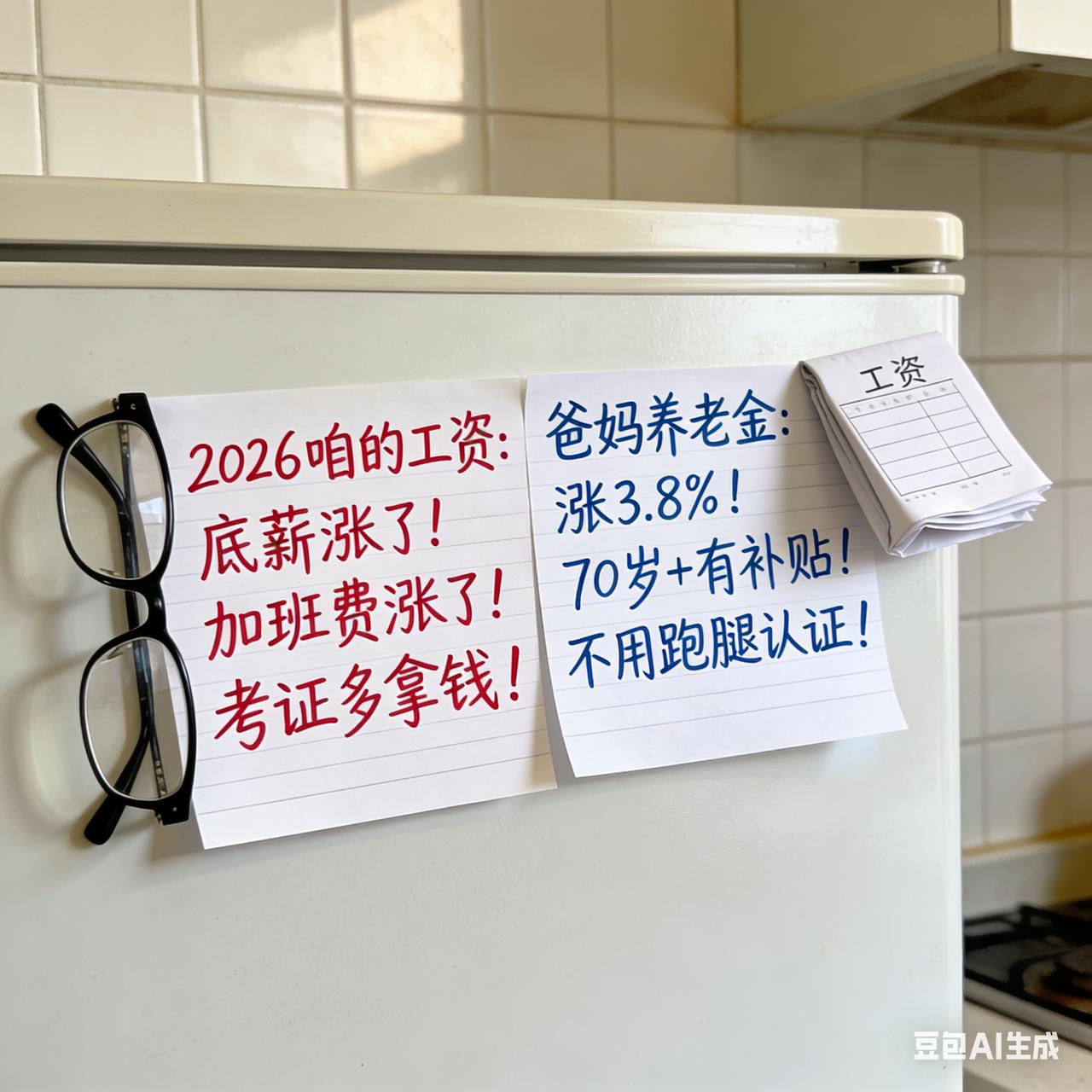 2026就俩盼头！咱工资涨点，爸妈养老金稳点！咱这些上有老下有小的，今年就盼俩实