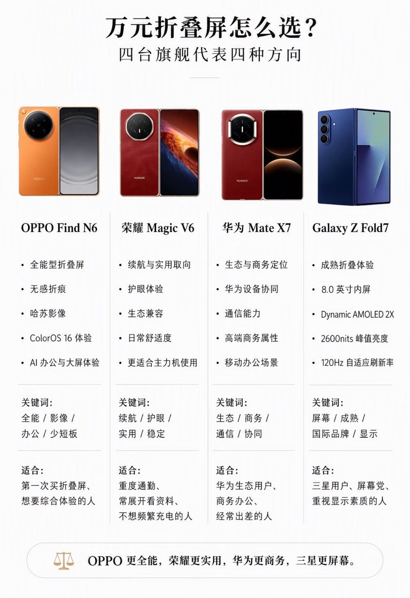 万元折叠屏怎么选？四款热门旗舰差异不小！OPPOFindN6主打全能均衡，无