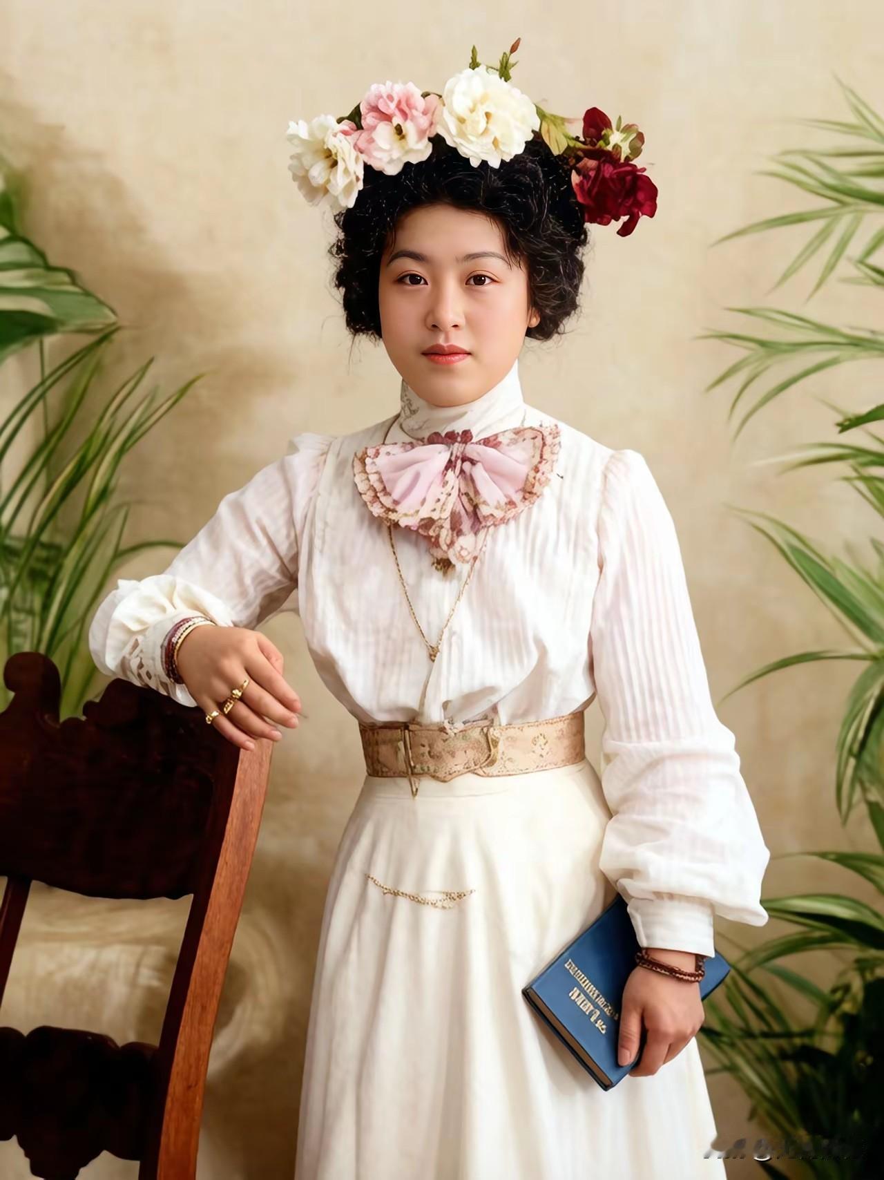 康有为的二女儿，名字叫康同壁，年轻的时候非常时尚，穿着打扮已经走在时代潮流的前面