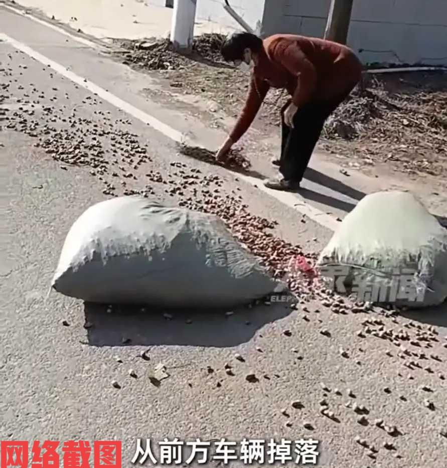 河南周口有女子院里干活听到东西掉落的声音。这时女子抬头一看是有人开农用车，经