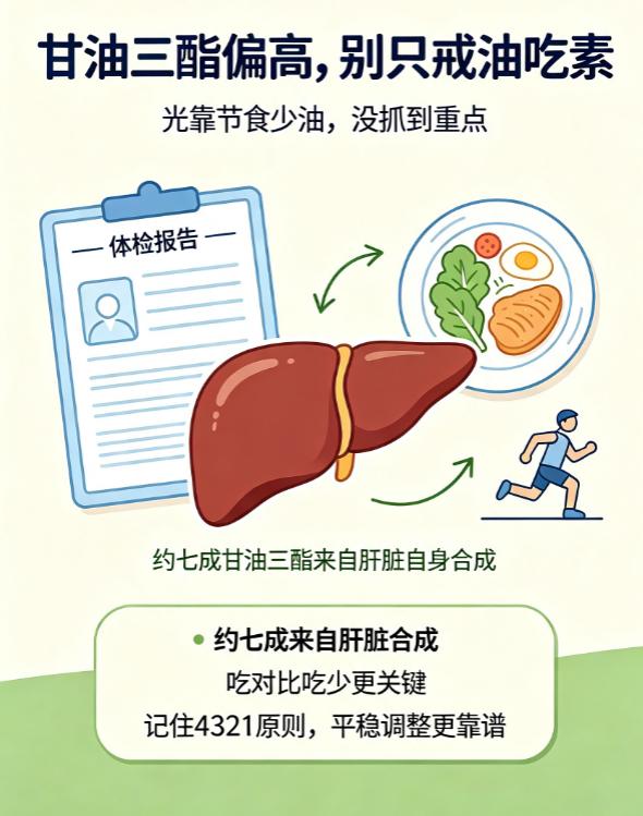 甘油三酯高，光靠节食没用！科学降脂记住"4321"原则体检查出甘油三酯偏