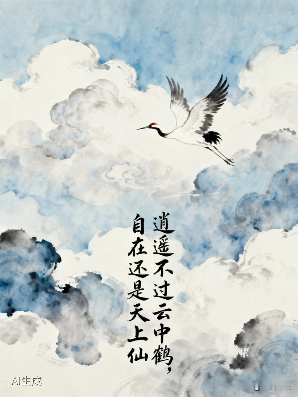 “逍遥不过云中鹤，自在还是天上仙”，这话说得太妙了！云中鹤多潇洒，身姿优雅地在天