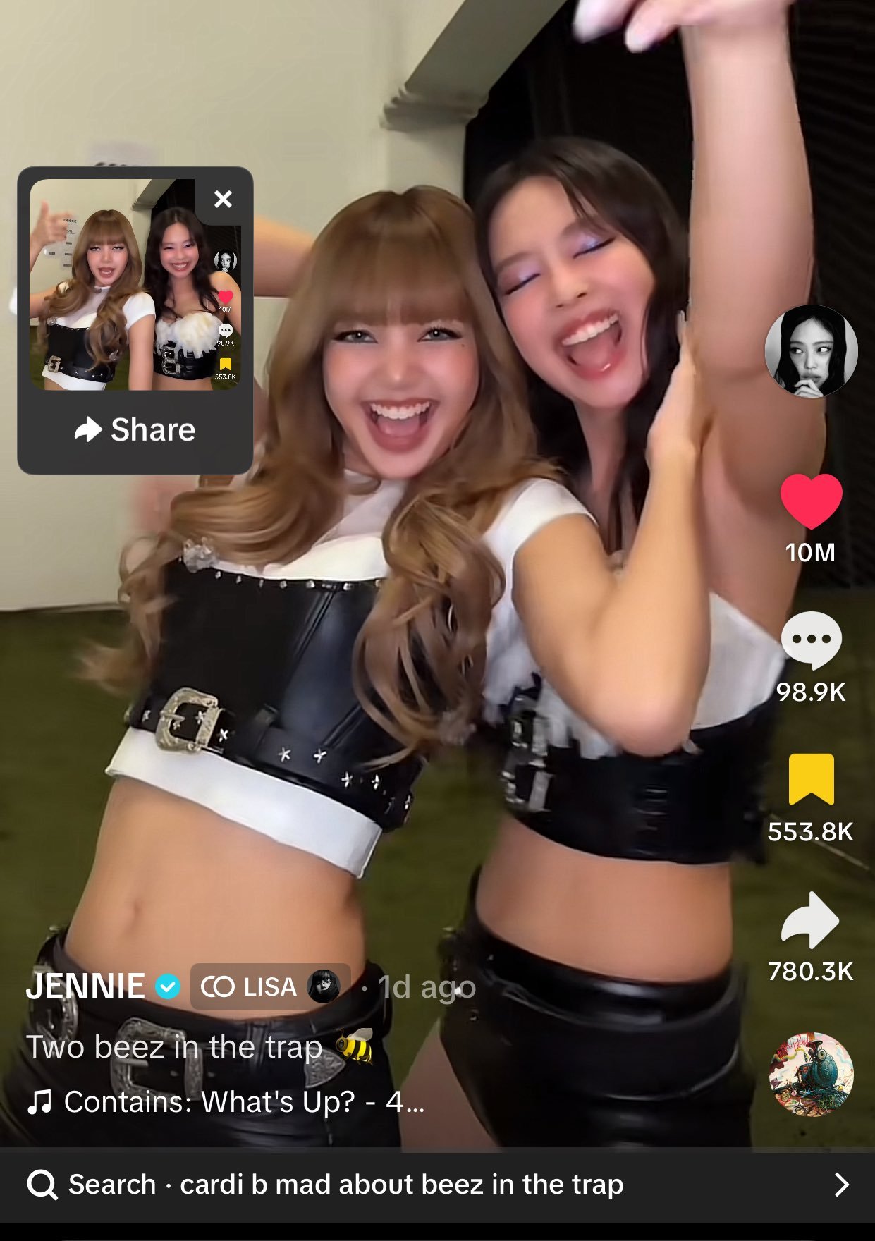 Jennie&Lisa的抖cha轻松破千万赞，两人的影响力真没话说～​​​