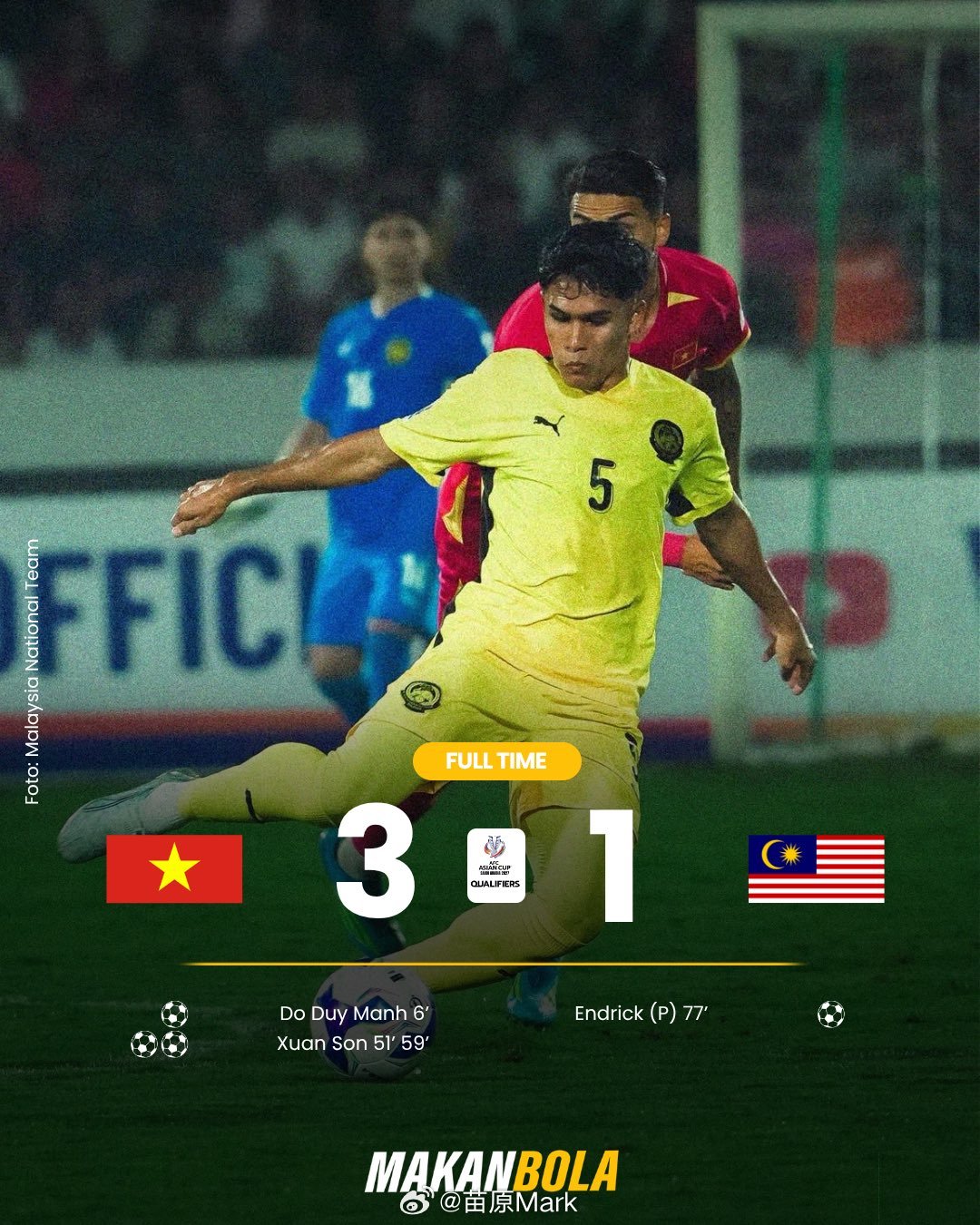 亚洲杯越南爽了，春山同志一通暴杀，大仇得报！马来西亚最惨的是自己最后啥也不是，