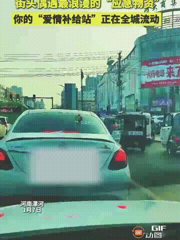 这是我见过最浪漫的“应急物资”！河南漯河一位车主，在自己的车后方放着一束鲜花，并