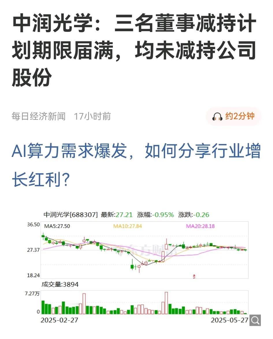 大A一个奇怪的制度漏洞该不该管管？中润光学今日发布公告，三名董事计划2月25