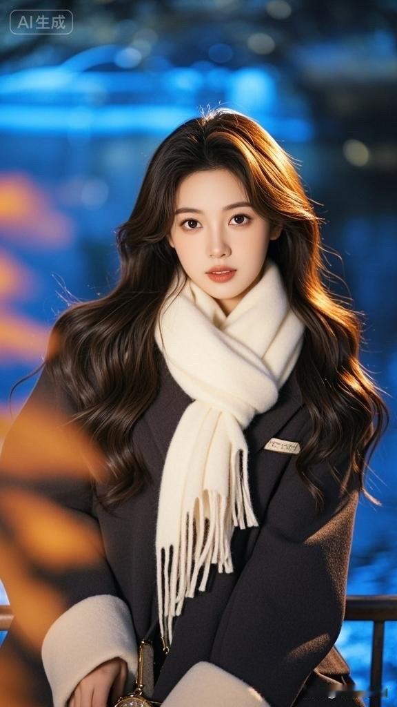 冬日暖阳下的温柔女神，一袭白纱，暖意融融。