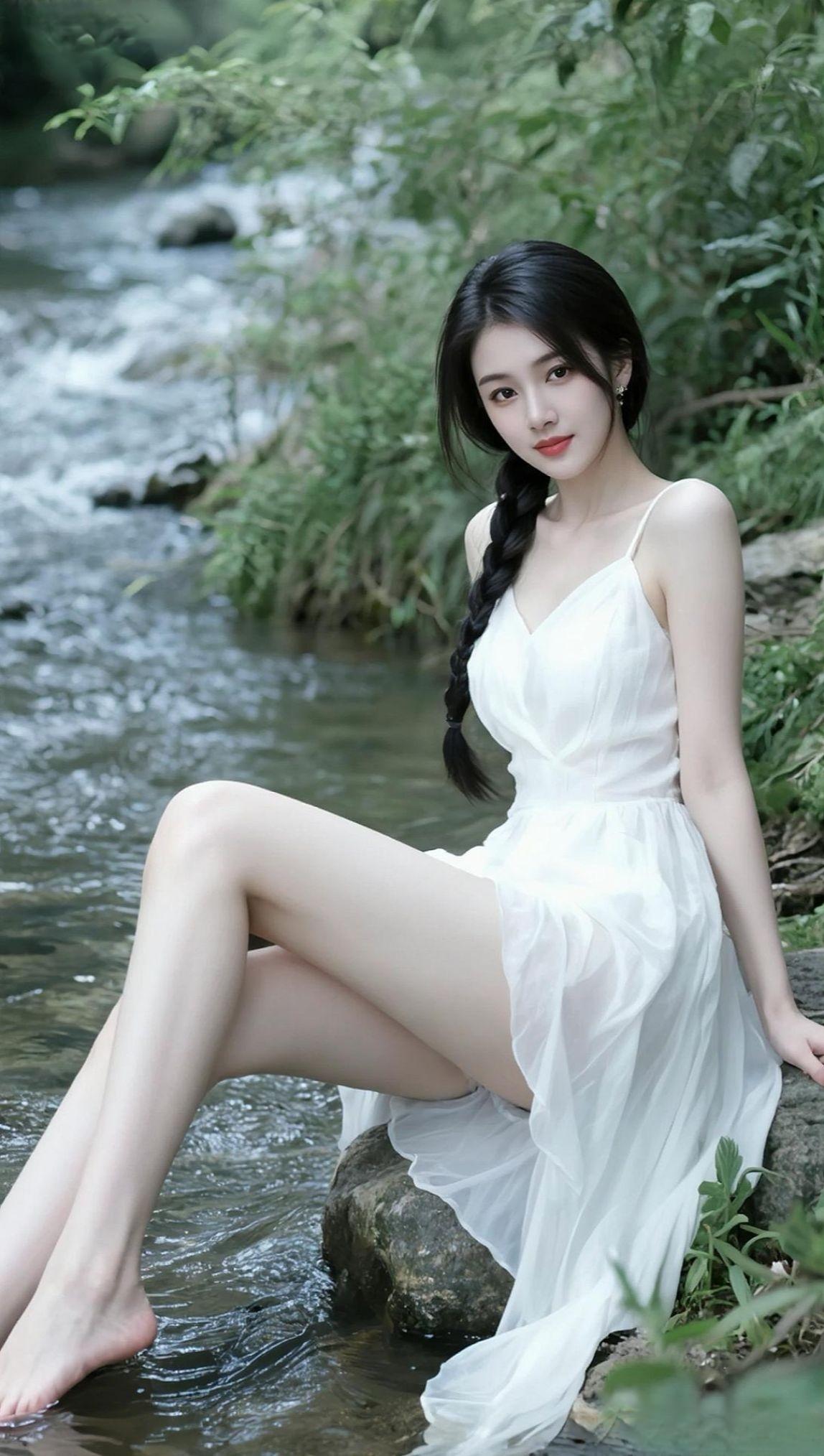  听着《梦里水乡》，坐在溪边，好像真的闯进了江南的温柔梦境。