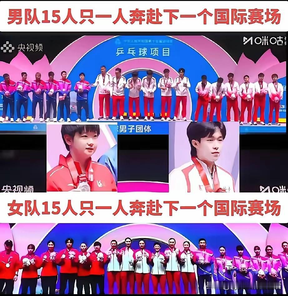 王楚钦和孙颖莎就是两个热血笨蛋。看看全运会的团体赛男女两队的大合影：男子团体