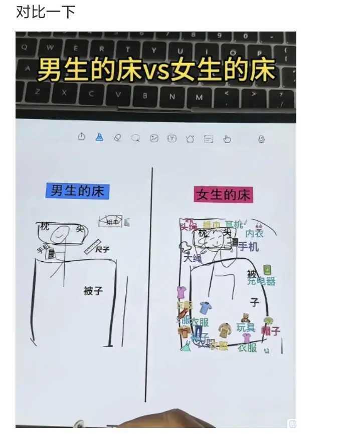 男女生床上物品对比[狗头]