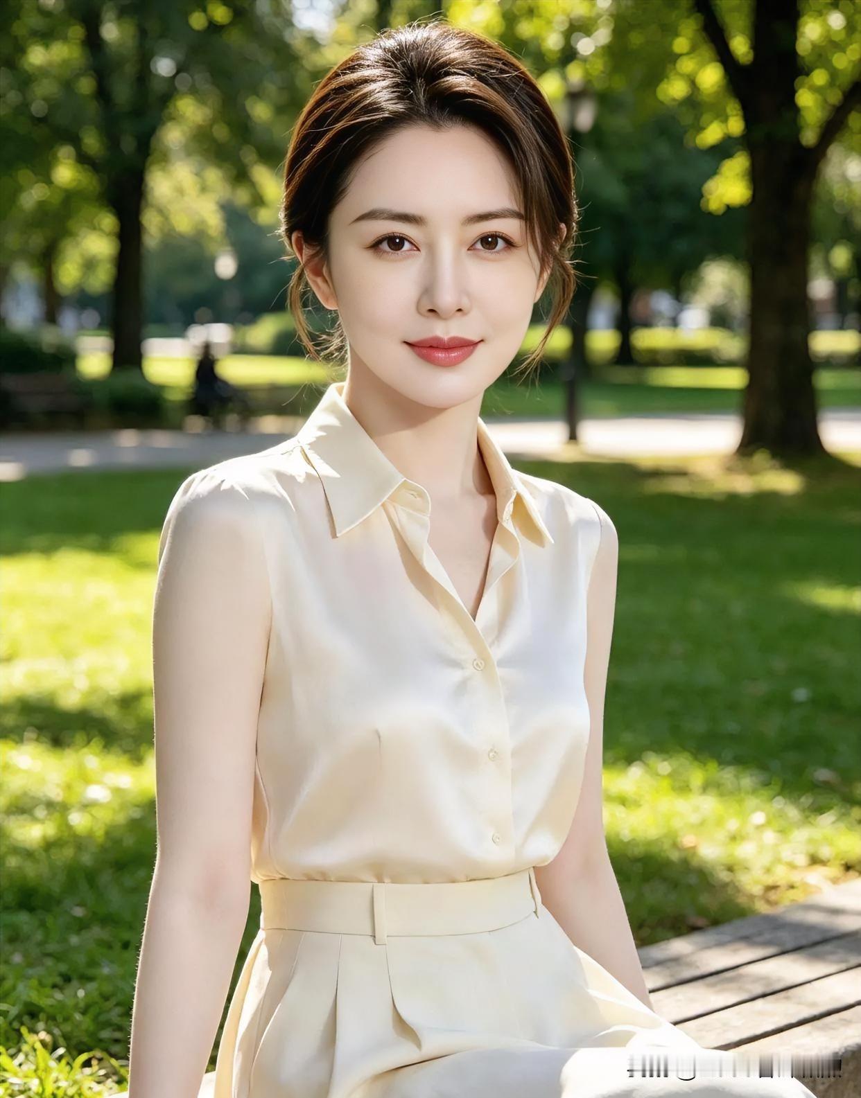 【现代散文诗】绿荫斑驳，光影婆娑。米白衫裙，温婉如初。发丝轻挽，笑意盈眸。静