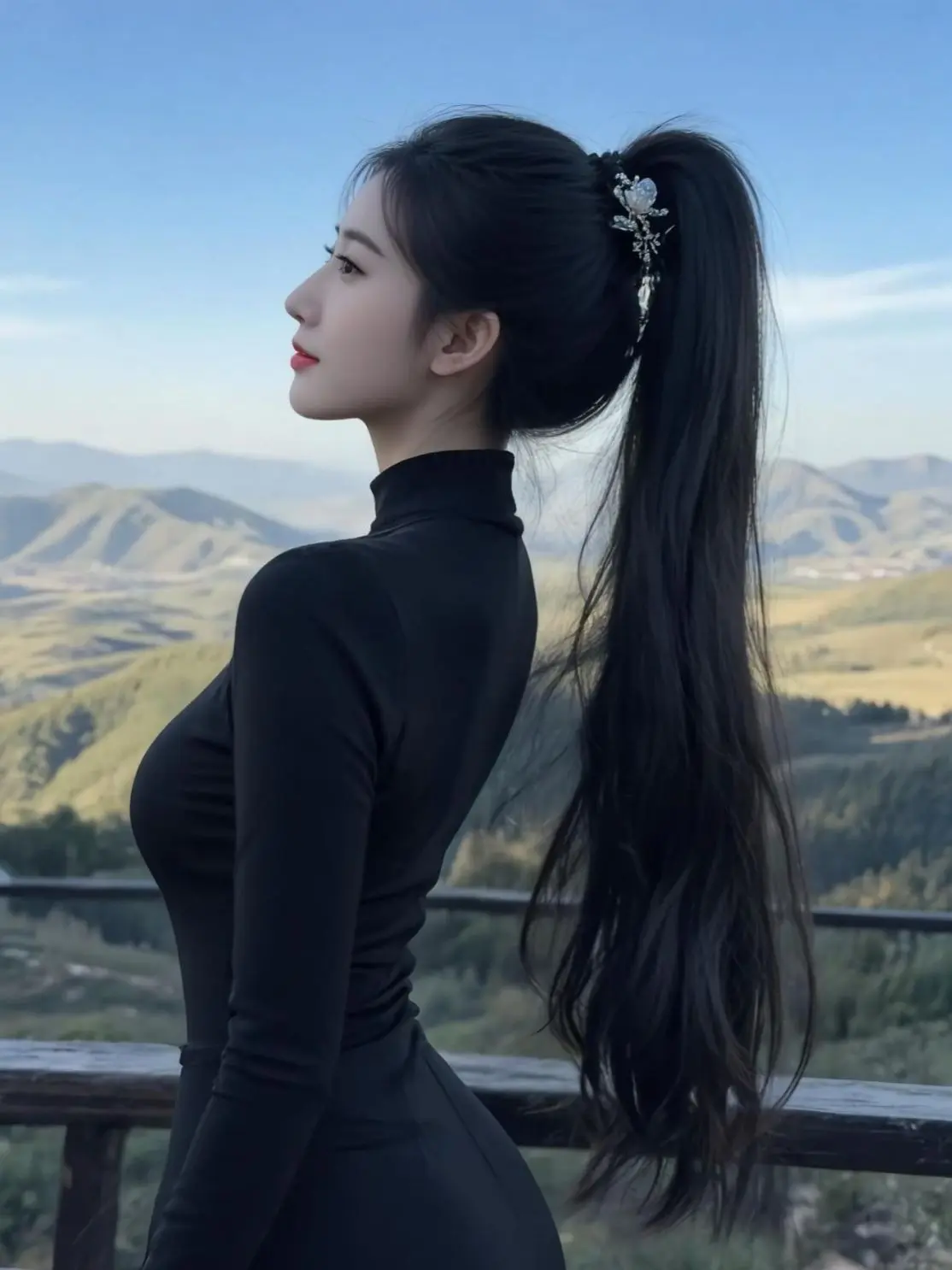 AI高马尾风景写真 ai创作